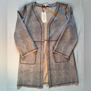 Gray Snakeskin Textured Open Jacket/Cardigan